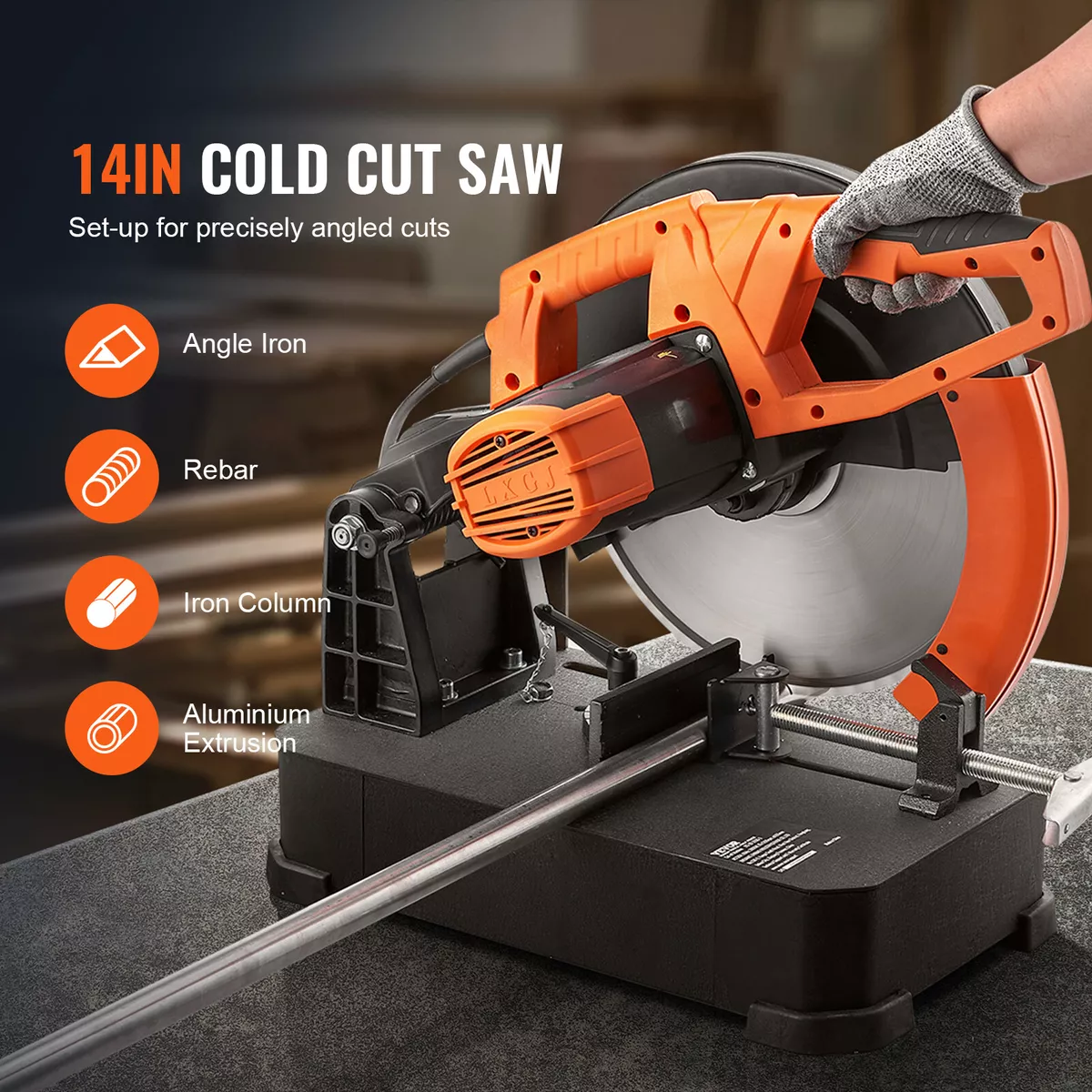 VEVOR Chop Saw 14in Mitering Chop Saw for Cutting Metal Dry Cut