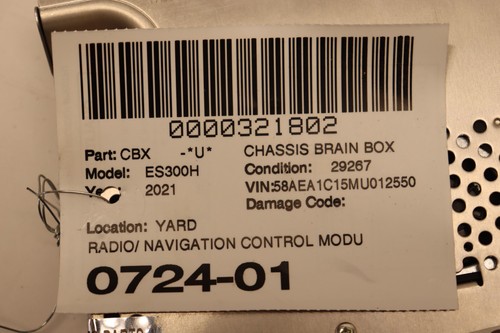 2021 LEXUS ES300H RADIO NAVIGATION CONTROL MODULE UNIT OEM - Picture 7 of 7