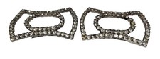 Vintage Shoe Clips Silver Tone Pronged Clear Rhinestones Lot of Two SEE