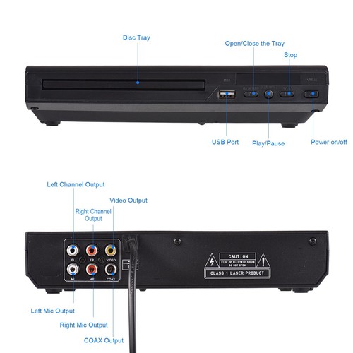 Portable Home DVD Player With Remote Control For Big Screen Visual Effect