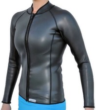 Women's 3mm Smooth Skin Wetsuit Jacket, Long Sleeve, Front Zip, Size: 2xl