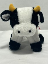 Russ Berrie 6 inch baby BULL COW plush 1758 red gingham bow