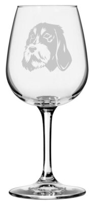 Griffon Bleu de Gascogne Dog Themed Etched 12.75oz Wine Glass