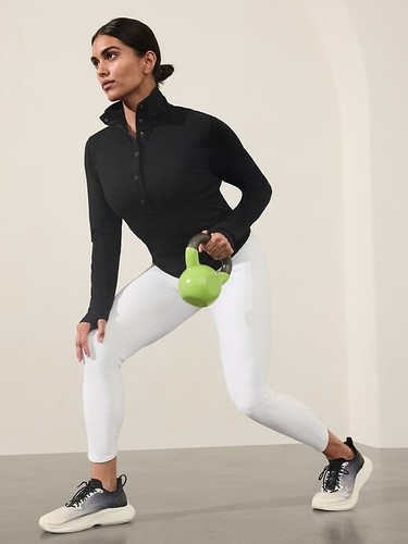 Athleta L Large Flurry Seamless Henley Black NEW! #466524 - Picture 5 of 6
