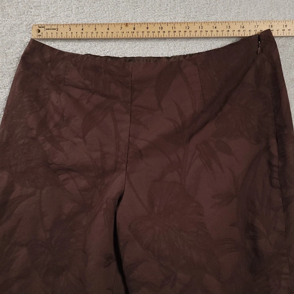 Vintage Talbots Dress Pants Women's 18 Brown Side Zip Lined Embroidered Leaf USA - Image 4 of 4