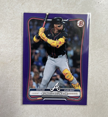 2025 Bowman Ronald Acuña Jr. Purple Baseball Card #21 numbered 24/250