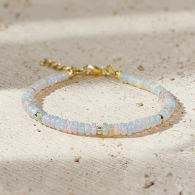 Natural Ethiopian Opal Beaded Bracelet, Opal Beads Bracelet, October Birthstone