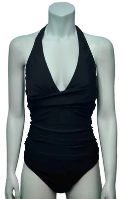 Maillot De Bain Une Pièce Pour Femme Noir Avec Bonnet Amovible Taille L - Photo 1/3