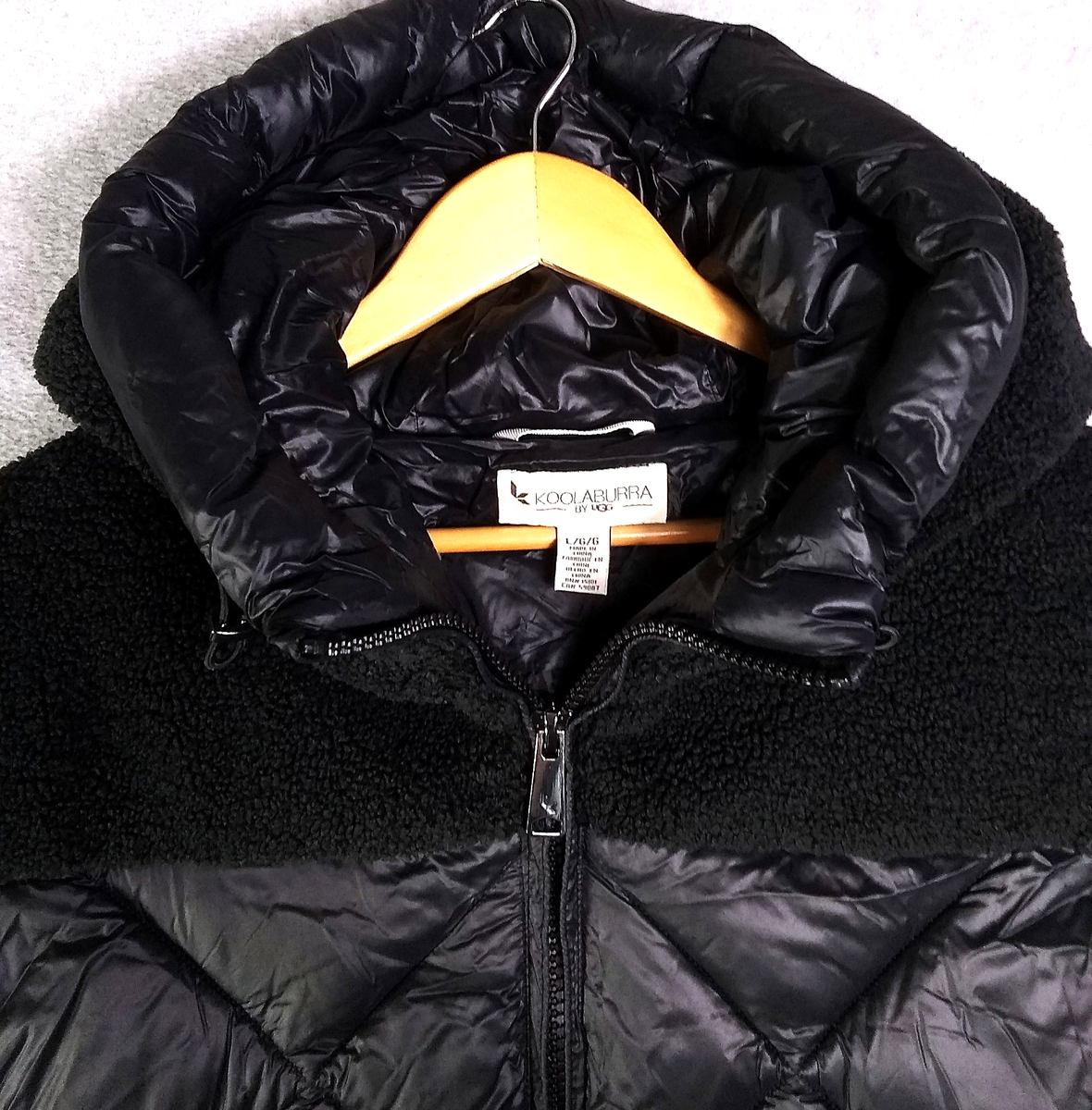 Koolaburra by UGG Womens Sherpa Quilted Jacket Sz L Hooded Water