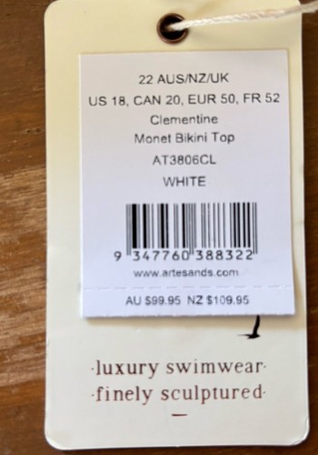 NWT Artesands Bikini Top, Size 18, D/E Cup Floral On White Brand New - Picture 4 of 4