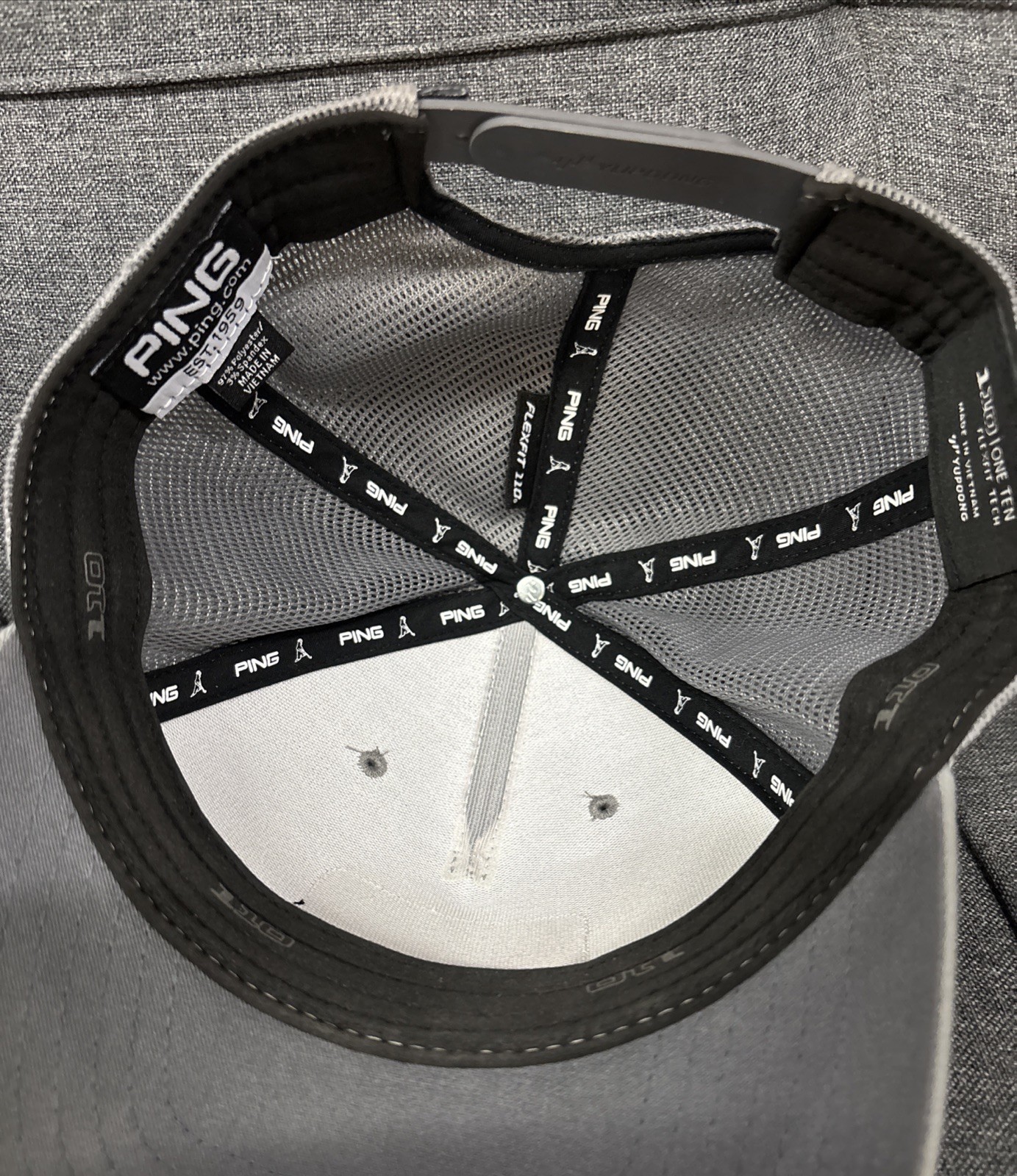 Ping One Putt Gray Mesh Back Adjustable Snapback … - image 6