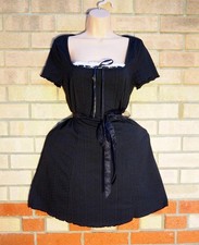 Mika black lace short sleeve textured fitted a line party gothic y2k dress 12 M