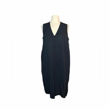 Everlane Japanese GoWeave Sleeveless V-Neck Dress Black Shift  Wedding Guest