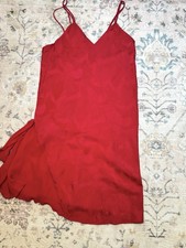 Vintage Victorias Secret Gold Label Red 100 SILK nightie Slip Dress Large