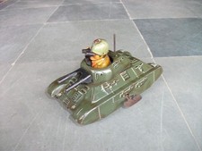 Vintage Blechspielzeug Wind Up Gunner Soldier Litho Milit&auml;rpanzer, Deutschland