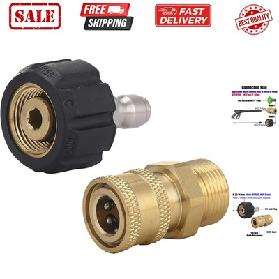 #ad Pressure Washer Adapter Set Quick Connect Gun to Wand M22 14mm to 1 4 Inch $17.99
