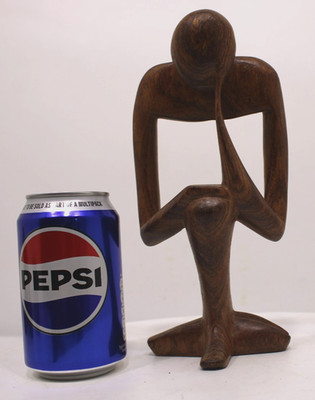 Handgeschnitzte Statue Abstrakte Kunst Holz Denkender Mann