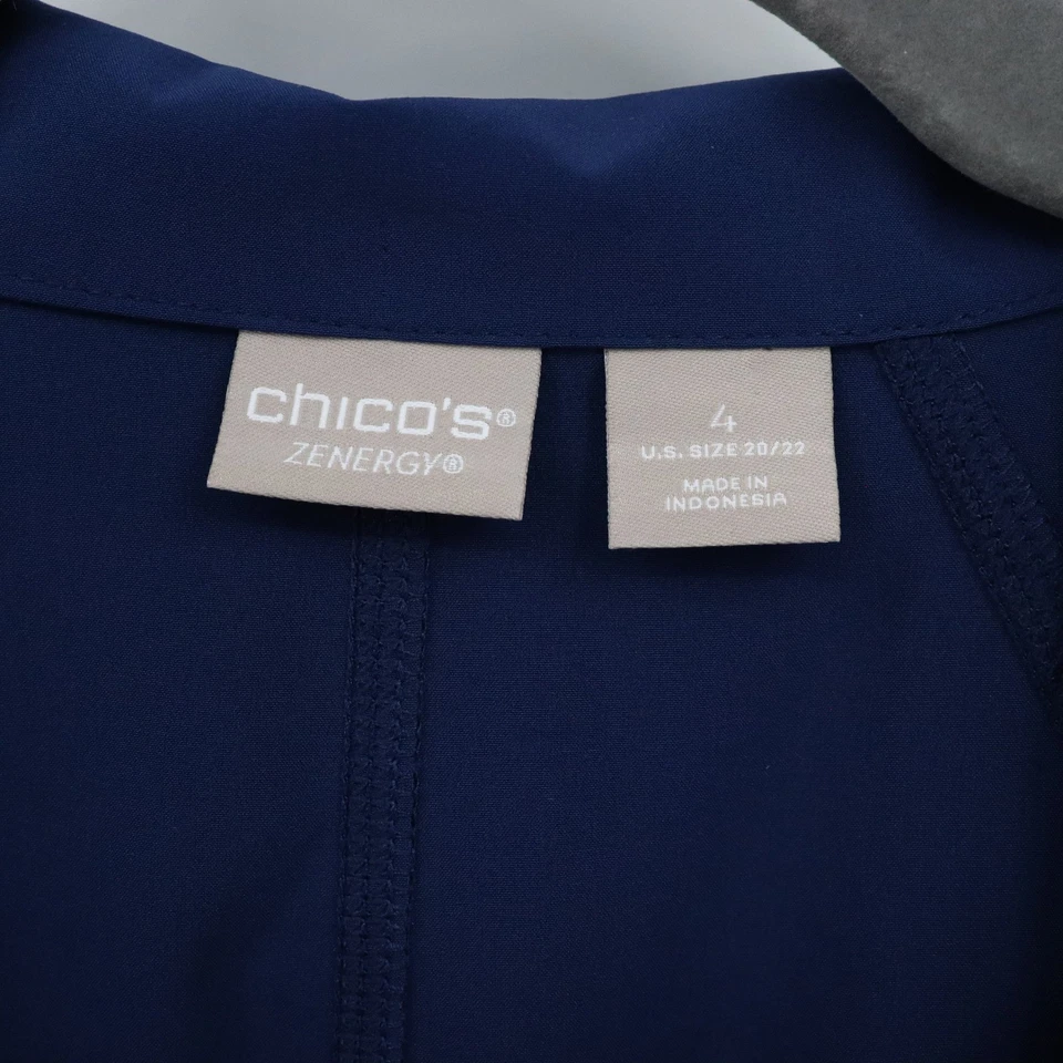 Chicos Zenergy Chaleco Mujer EE. UU. 20/22 Azul Marino Cremallera Completa Bolsillos Sin Mangas Activo Foto 3 de 4