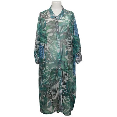 Selection by Ulla Popken, Strandkleid, Größe: 58/60, Grün/Mehrfarbig #e4r