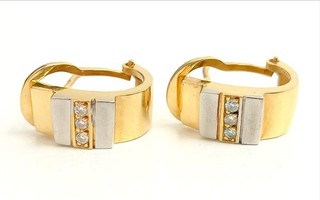 Stunning 18ct Yellow Gold Diamond Set Modernist Stud Earrings 5.61g