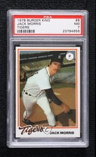 1978 Topps Burger King Restaurant Detroit Tigers Jack Morris #8 PSA 7 HOF 2zr