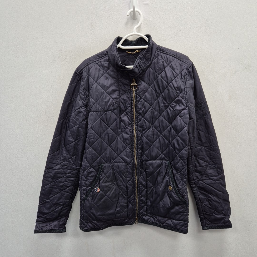 Barbour X Steve Mcqueen Wanted Field Quilt Lightweight Navy Jacket Size Medium