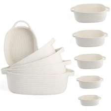 VOOWO Set of 5 Rope Basket, Woven Rope Baskets for Storage, Baskets for Gifts...