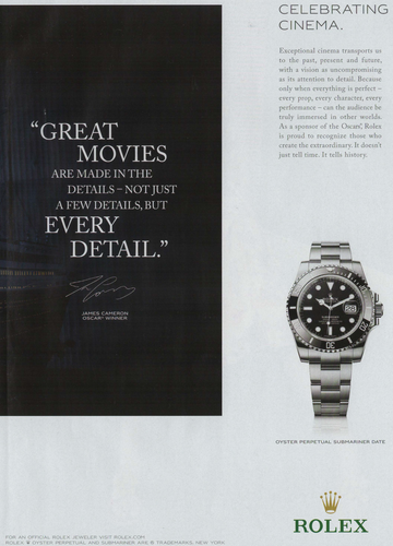 Rolex Submariner Date Print Ad James Cameron Titanic Movie Oscar Winner 2017 - Bild 4 von 5