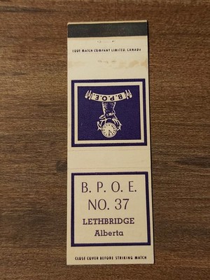 Vtg. B.P.O.E. No. 37 Lethbridge, Alberta Matchcover (E4)