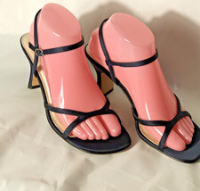 New Nordstrom Black Satin Fancy Strappy Sanda...