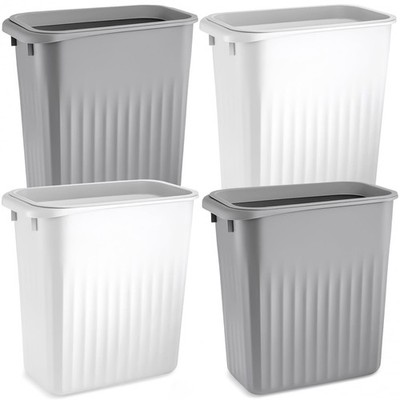 4 Pack 2 Gallon Plastic Trash Can, Slim Waste Basket Bathroom Small Garbage C...