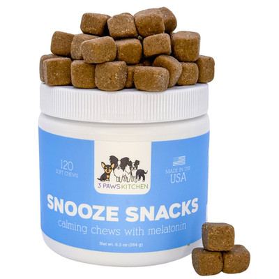 Only Authentic Seller-  3 Paws Kitchen Snooze Snacks - Calming Chews for Dogs. 