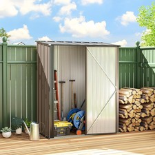 Image of Outdoor Storage Shed Steel Garden Shed w/ Lockable Door for Garden, Black
