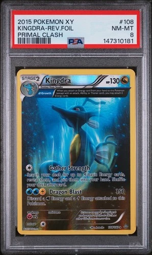 2015 POKEMON XY PRIMAL CLASH #108 KINGDRA-REVERSE FOIL PSA 8
