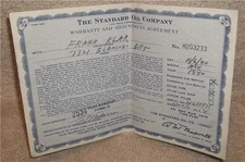 1940 SOHIO SERVICE STATION ATLAS TIRE WARRANTY SHEET STANDARD OIL of OHIO ~PARMA