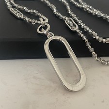 Silver Necklace Pendant Long Bead Statement Necklaces Gifts For Her Jewellery UK