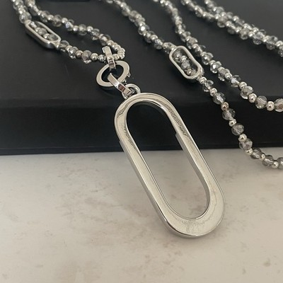 Silber Halskette Anhänger lange Perle Statement Halsketten Geschenke für sie Schmuck UK