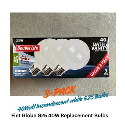 Feit ELECTRIC 40-Watt G25 120v Light 3 bulbs for Bath & vanity 40G25/W/3