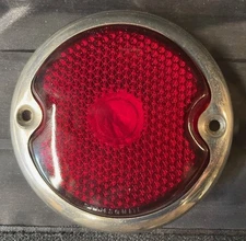 1933 FORD RED GLASS TAILLIGHTS - STIMSONITE INCLUDING CHROME RING