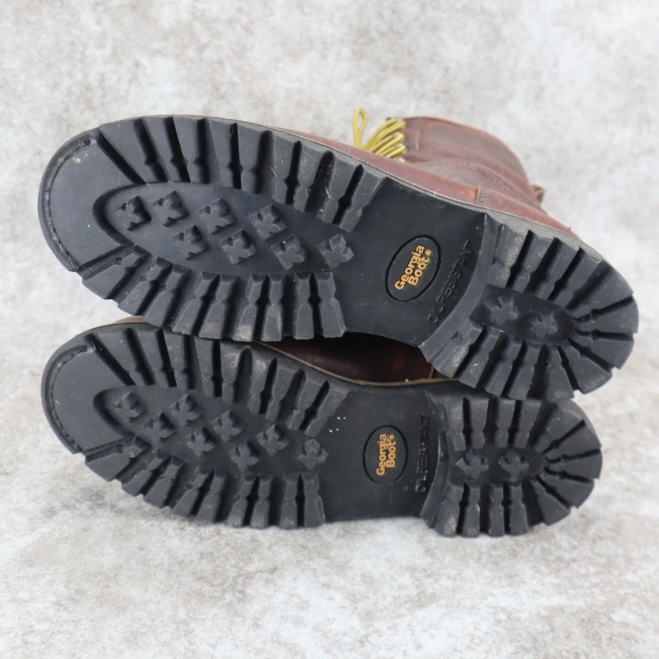 Georgia Boot 8" Botas Leñadoras Cuero Marrón Impermeables Tacón Bajo Para Hombres Talla 9.5 W Foto 4 de 4