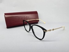 Gucci GG0967O 001 Black Gold Glasses Frame 53mm Women Cat Eye Eyeglasses New
