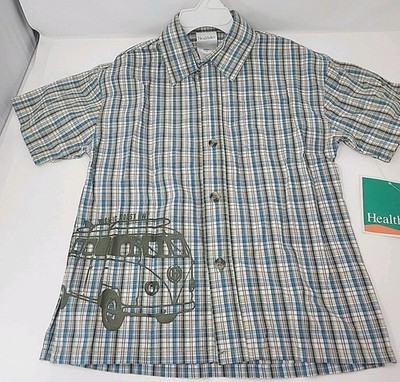 Y2K Healthtex Boys Toddler 4T Button Up Multicolor Plaid PCH Van Graphic