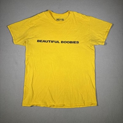Post Malone Shirt Mens Medium Yellow Beautiful Boobies Wow Posty Co.