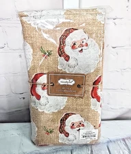Mud Pie Home Retro Santa Claus Face Print with Plaid Cloth Napkin Set of 4- NEW