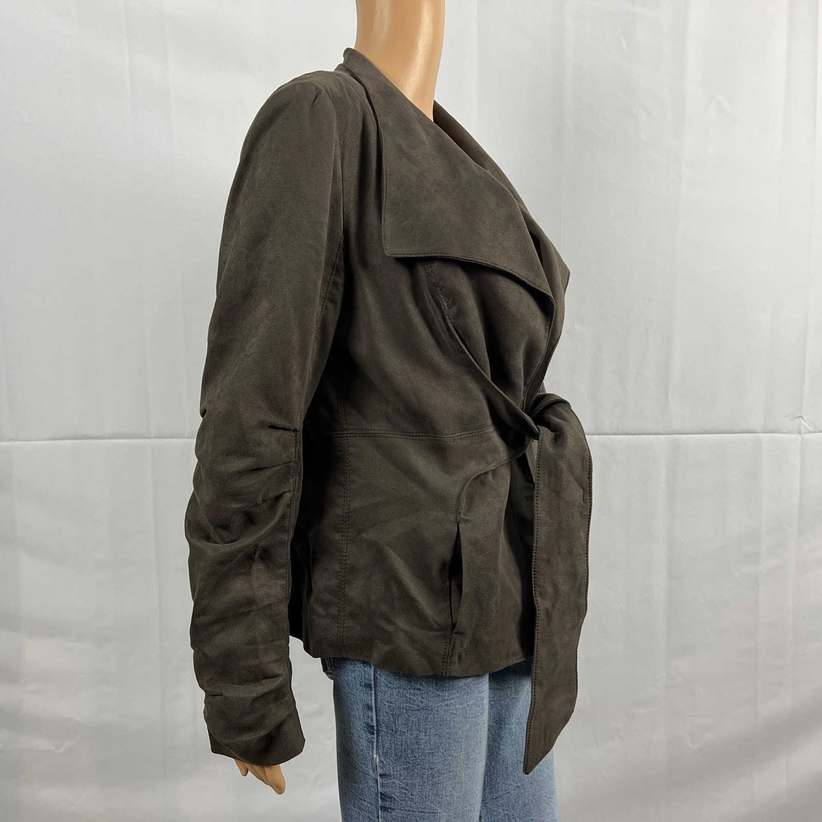 Zara Basic Womens LARGE Brown Microfiber Tie Open… - image 3