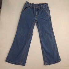 Carhartt Kids Size 6 Carpenter Jeans Blue Denim Hammer Loop Adjustable Waist