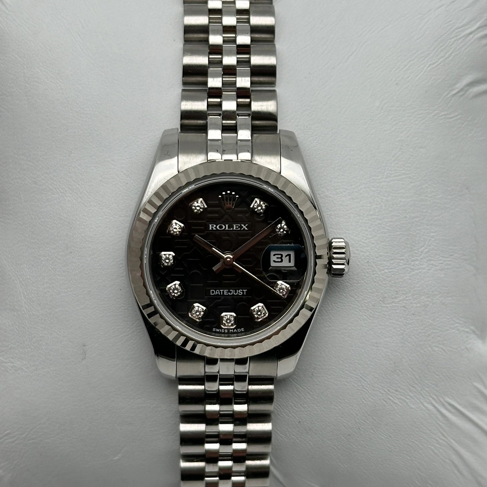 Rolex Lady-Datejust 179174 26mm 18K Gold Steel Black jubilee