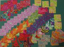 Cotton Quilt Fabric Lot of 3 1/2" Squares 130 Pieces Kaffe Fassett Prints