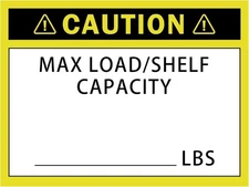 50 Pack Pallet Rack Capacity Labels 3x4-Inch Caution MAX Load/Shelf LBS Warning 