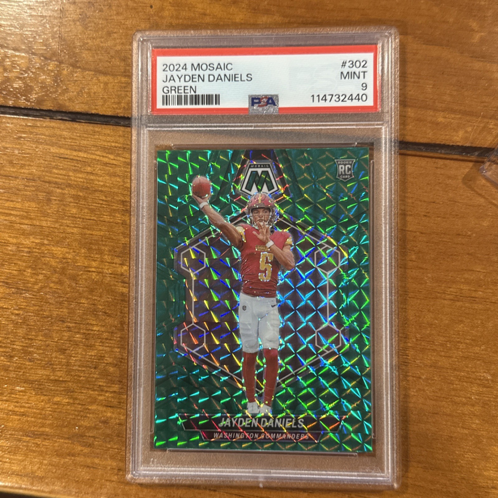 2024 Panini Mosaic - Rookies Jayden Daniels #302 Green Mosaic Prizm (RC) PSA 9